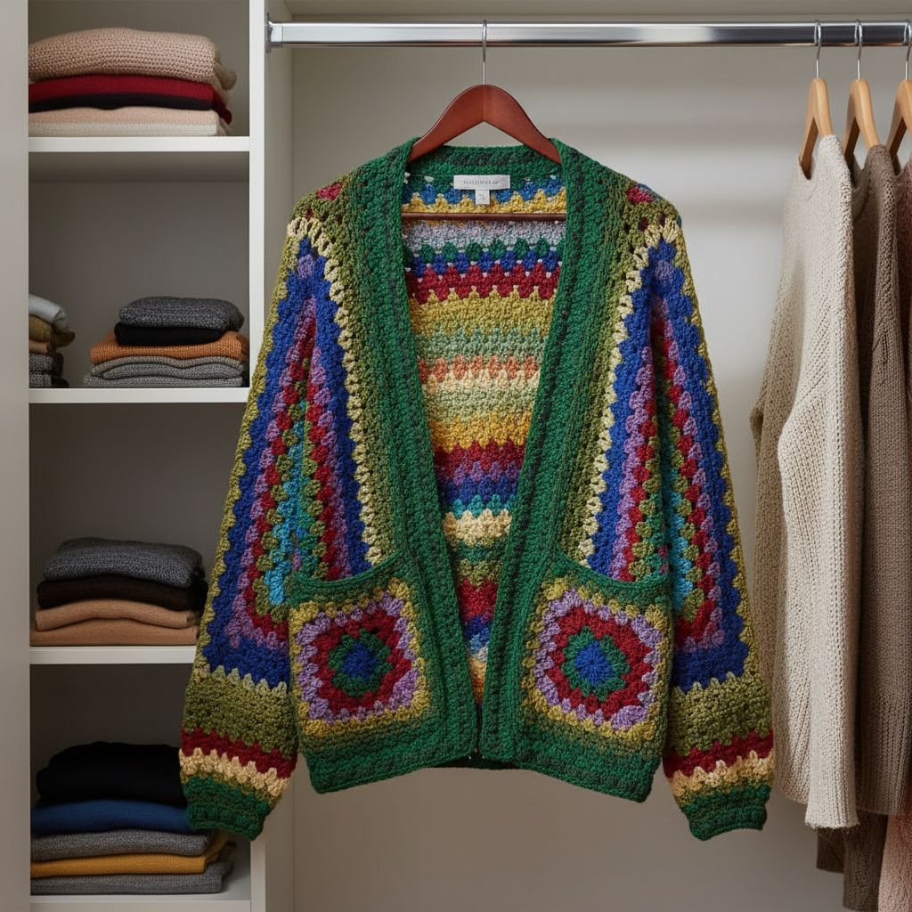 Boho Striped Crochet Cardigan