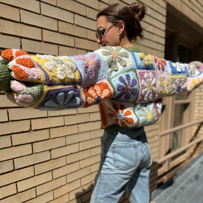 Retro Daisy Granny Square Cardigan Crochet Pattern