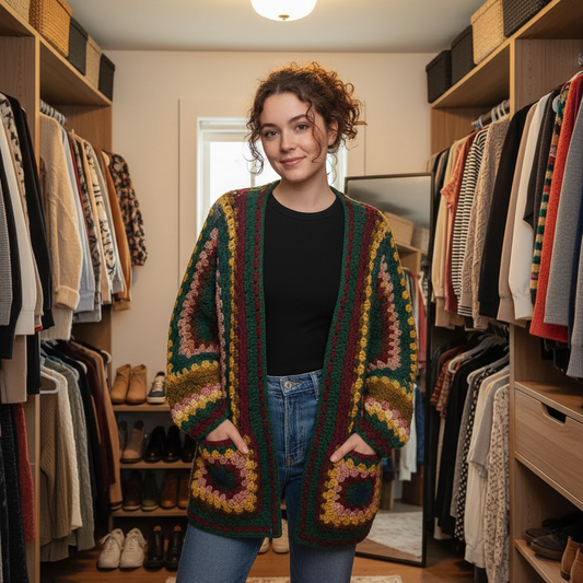 Boho Striped Crochet Cardigan