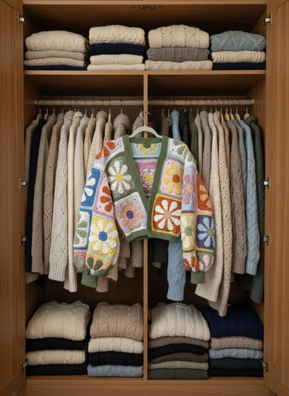 Retro Daisy Granny Square Cardigan Crochet Pattern